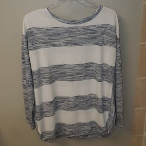 Long Sleeved White and Gray Striped Shirt